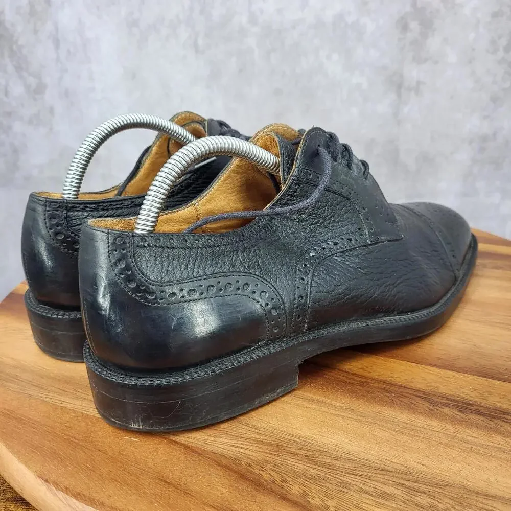Johnston & Murphy‎ Celina Oxford Shoes Mens 8.5 Black Leather Cap Toe Dress Shoe
